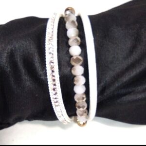 Leather & Crystal Magnetic Bracelet NWOT